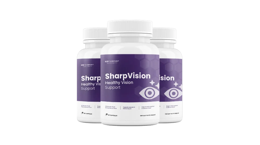 SharpVision daily vision support dietary supplement bottles